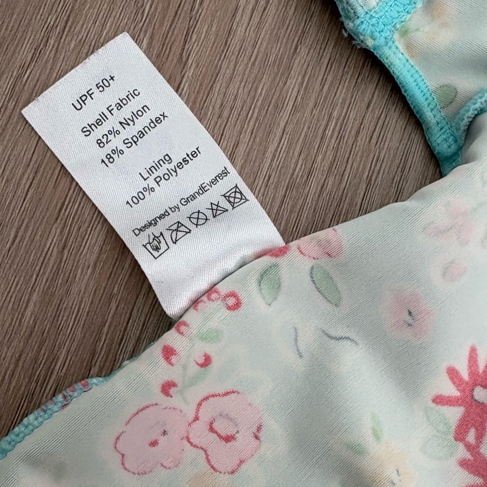 Charm Leaks Baby Swimsuit Romper Zipper 12-18 months Blue Floral Print UPF 50+ - Picture 9 of 16